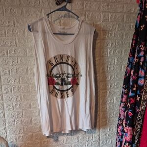 Lauren Moshi Guns n Roses  White Graphic Muscle tank